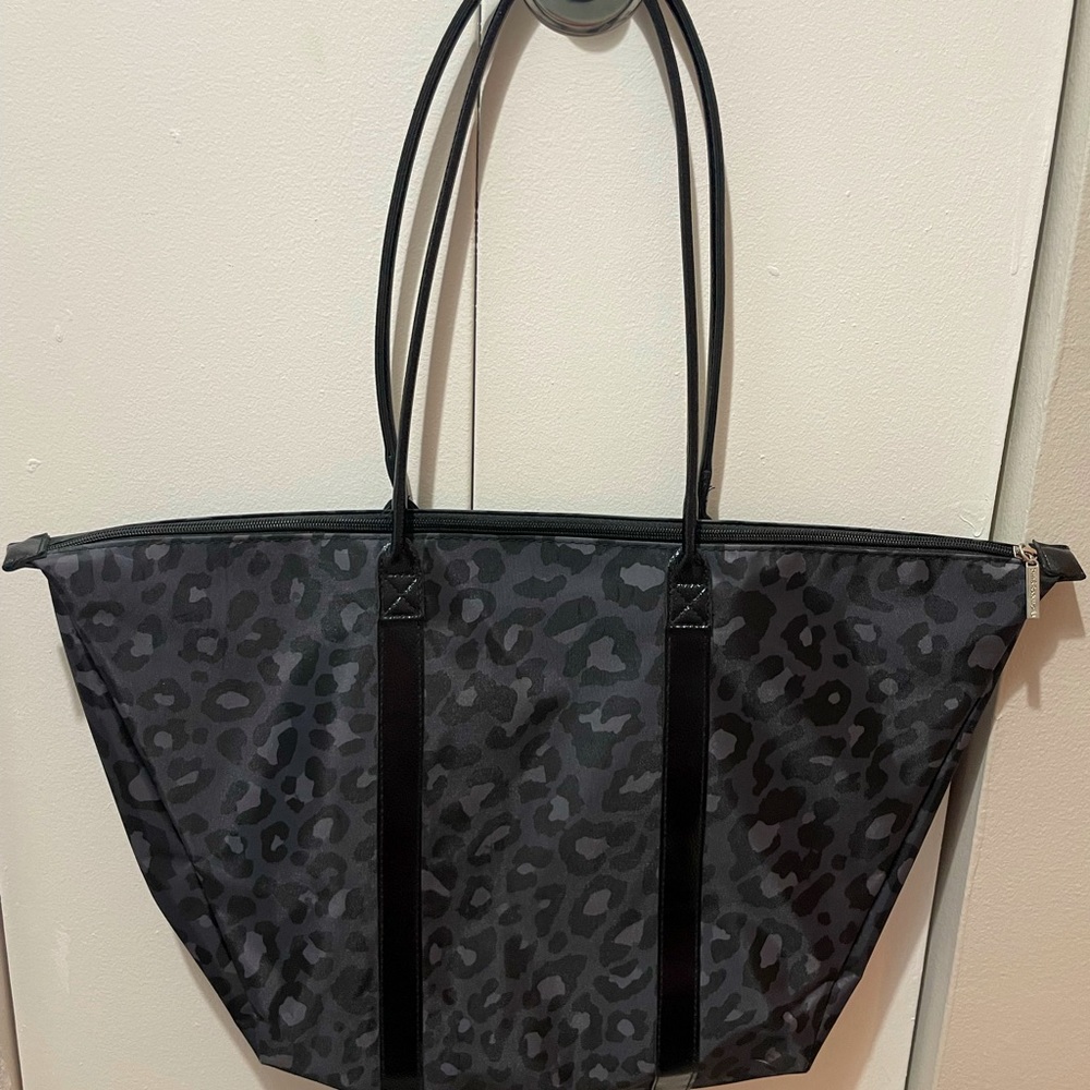 Bath and Body Works grey cheetah tote bag